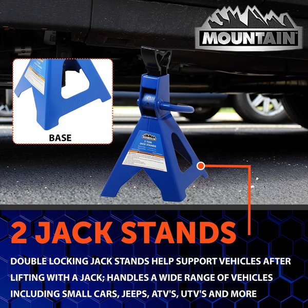 Mountain 3-Ton Ratcheting Jack Stands (Pair) MTN53003A